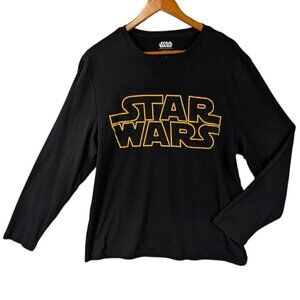 Star Wars Pajama Top Mens Large T Shirt Long Sleeve Black Official 100% Cotton